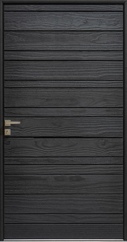 porte d'enrée moderne en bois brulé nativ 23 fusion zilten