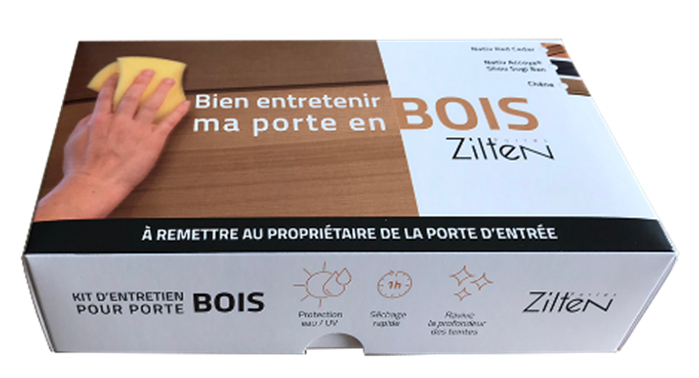 boite kit d'entretien pour une porte d'entrée nativ en bois